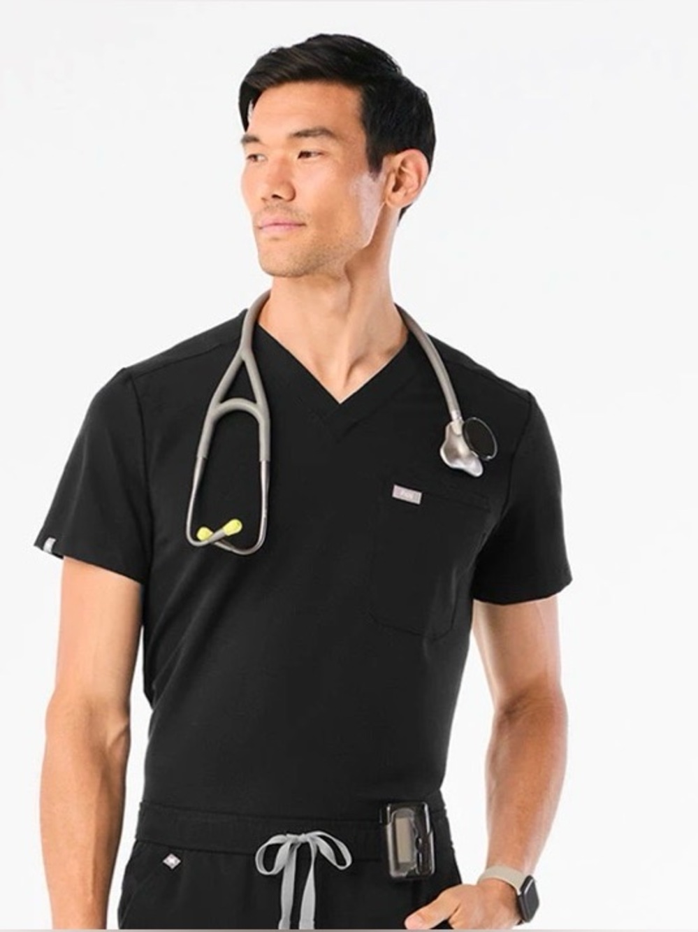 FIGS Leon 3-Pocket Scrub Top Black XXL Men’s Medical Uniform